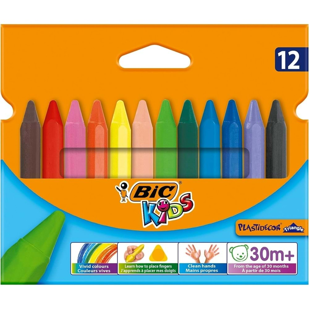 Bic Elleri Kirletmeyen Üçgen Pastel 12 Renk Karton Kutu