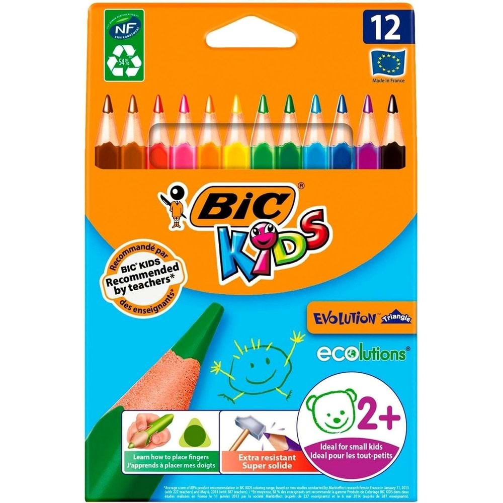 Bic Evolution Üçgen Jumbo Boya Kalemi 12 Li Kutu