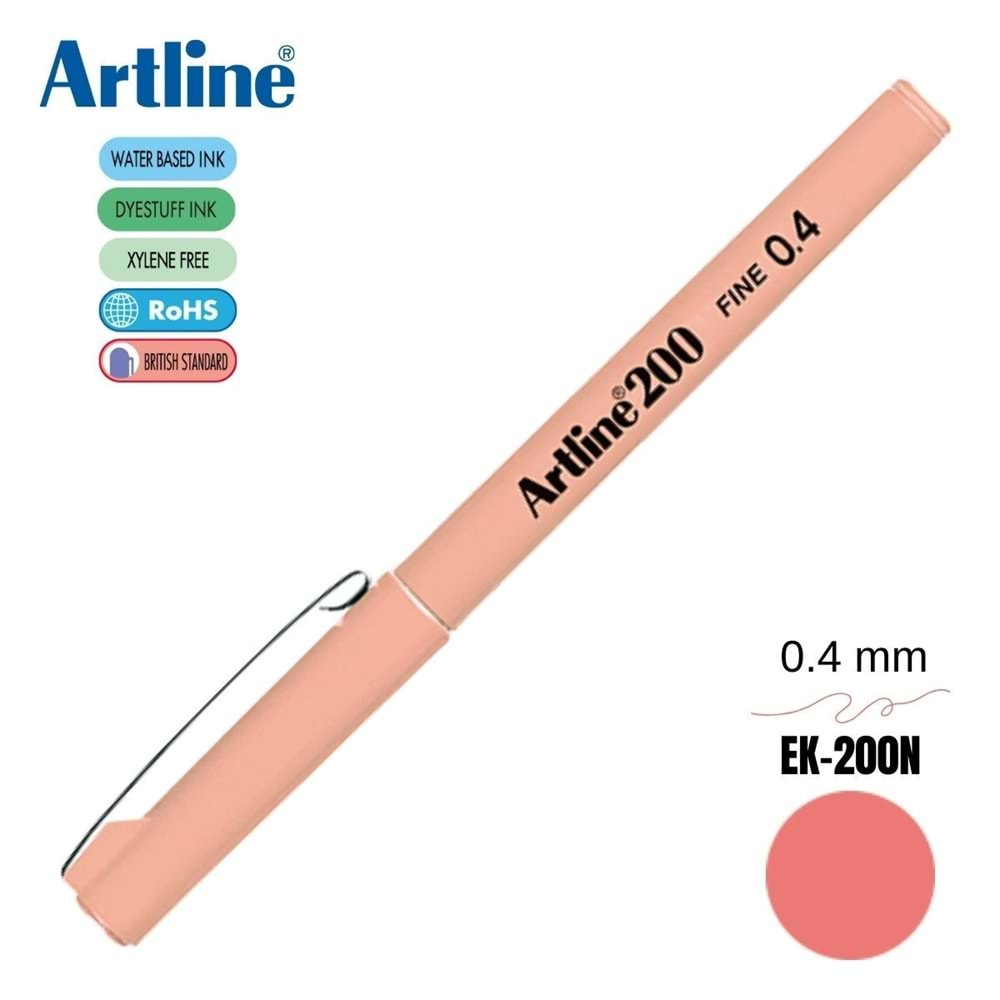 Artline 200N Fine Keçe Uçlu Yazı Kalemi Uç : 0.4 Mm Kayısı