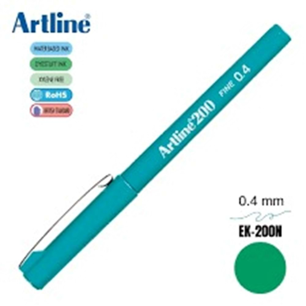 Artline 200N Fine Keçe Uçlu Yazı Kalemi Uç : 0.4 Mm Turkuaz