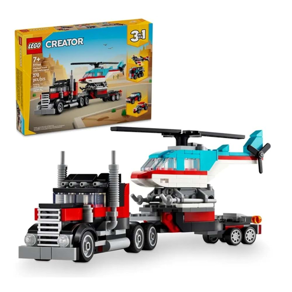 Lego Helikopterli Açık Kasa Kamyon