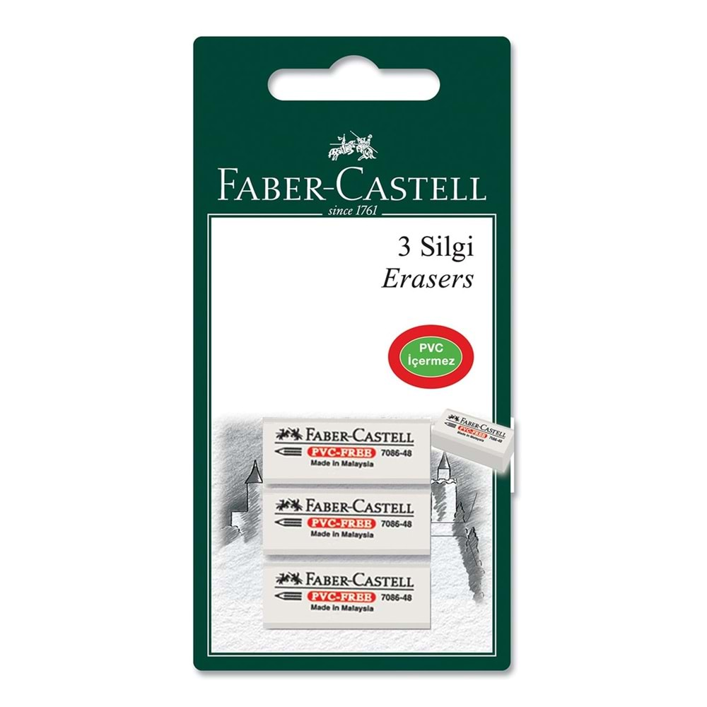 Faber Castell Bls.7086/48 Pls.Beyaz Silgi 3Lü