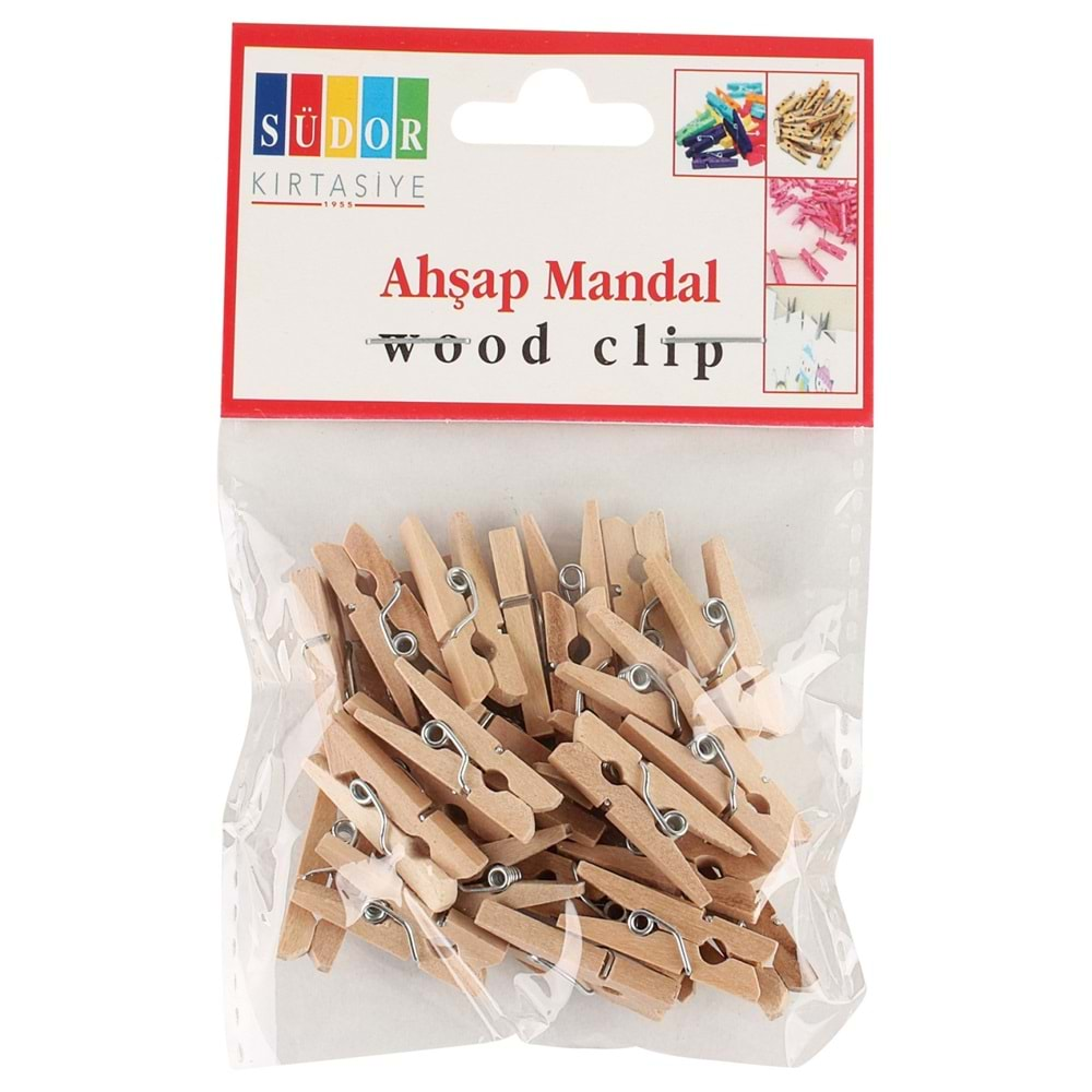 Südor Ahşap Mandal Küçük 2,5 Cm 30 Lu Naturel