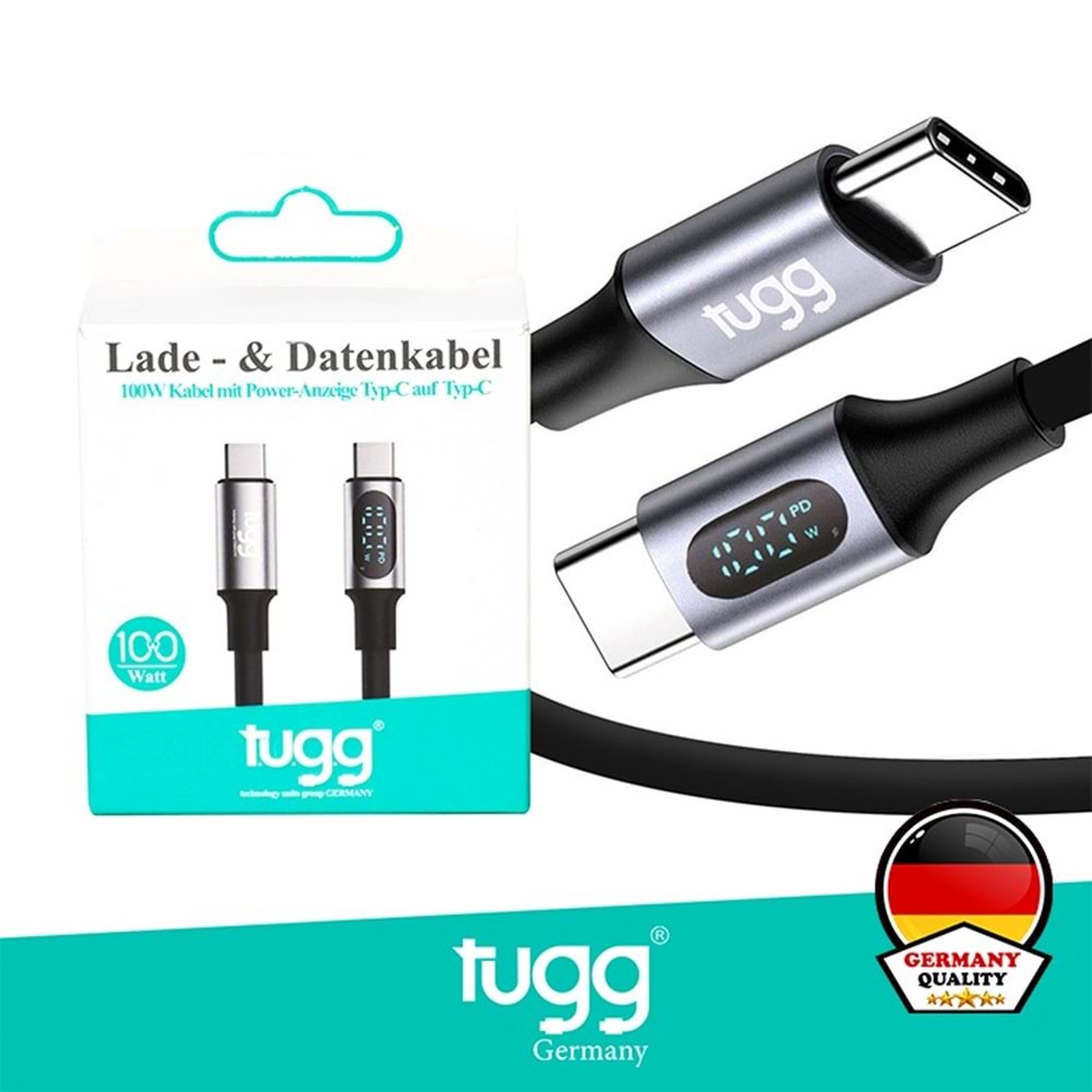 TUGG Germany Şarj ve Veri Kablosu Type-C 100W 1M