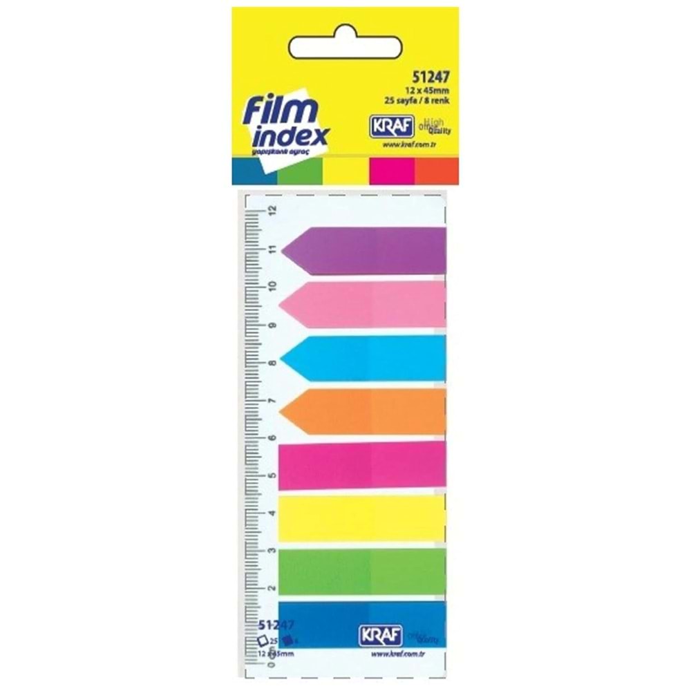 Kraf İndex Film 12x45 MM Bayrak-Ok 8 Renk