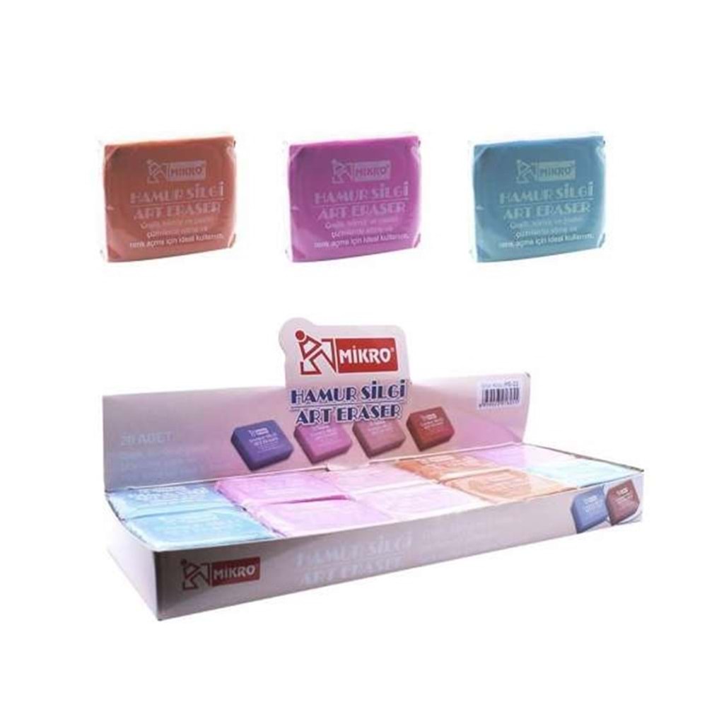 Mikro Hamur Silgi Pastel Renkli Pvc Kutulu