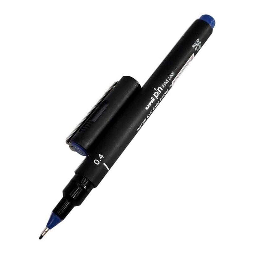 Uni-Ball Pin 04-200 M Fine Line Akrilik Uçlu Çizim Kalemi 0.4 mm Mavi