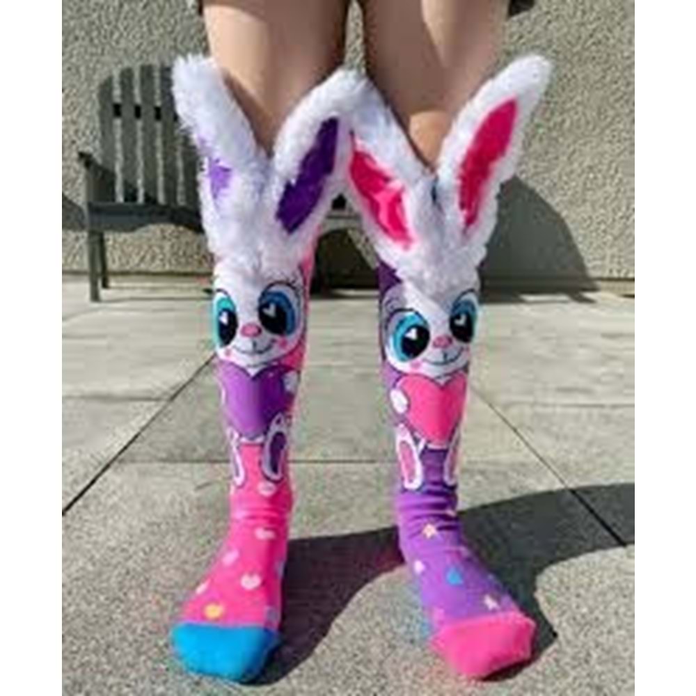 Tavşan Figürlü Kulaklı Diz Altı Çorap