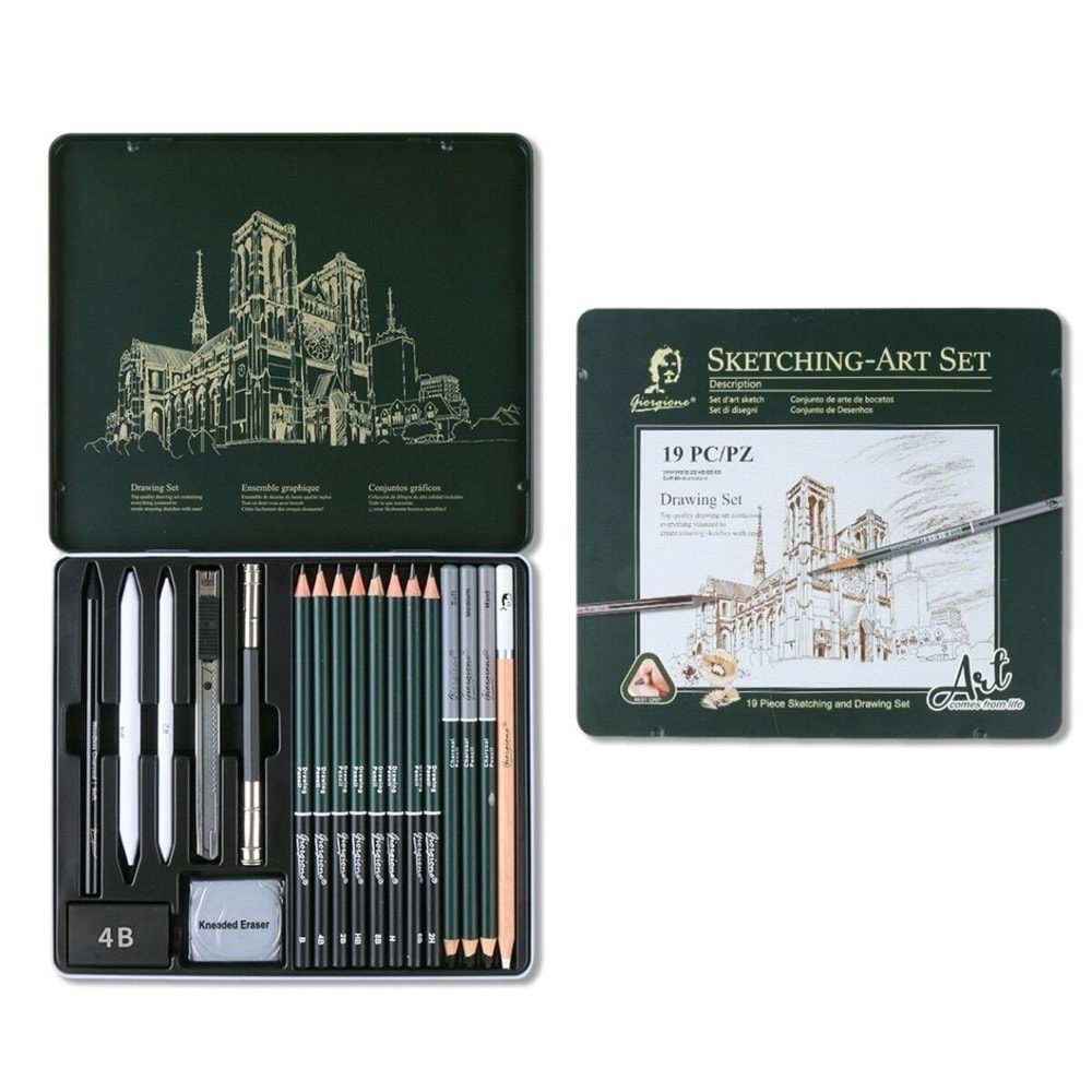 Giorgione Çizim Seti 19 Lu Metal Kutu G-191908