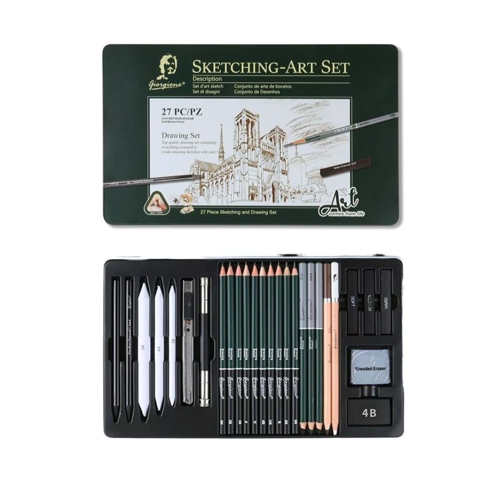 Giorgione Çizim Seti 27 Li Metal Kutu G-272708