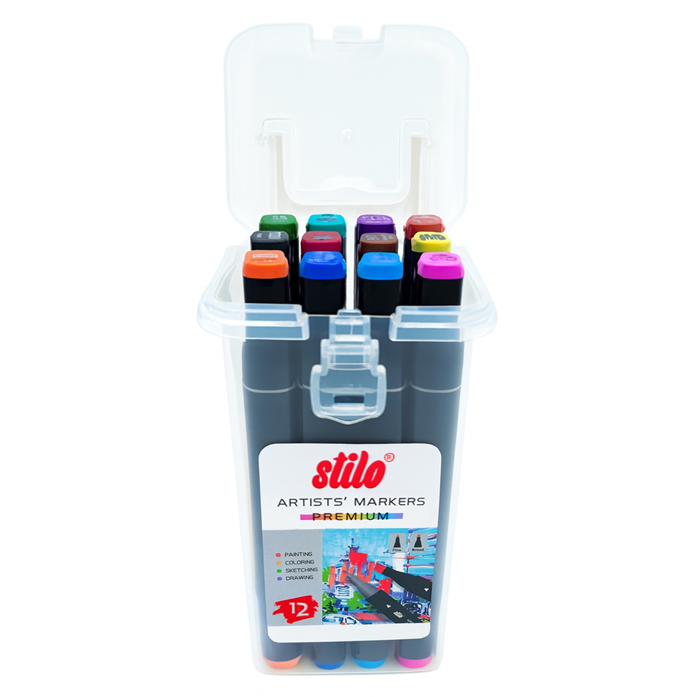 Stilo Çift Uçlu Premium Akrilik Marker pp Kutu 12 li
