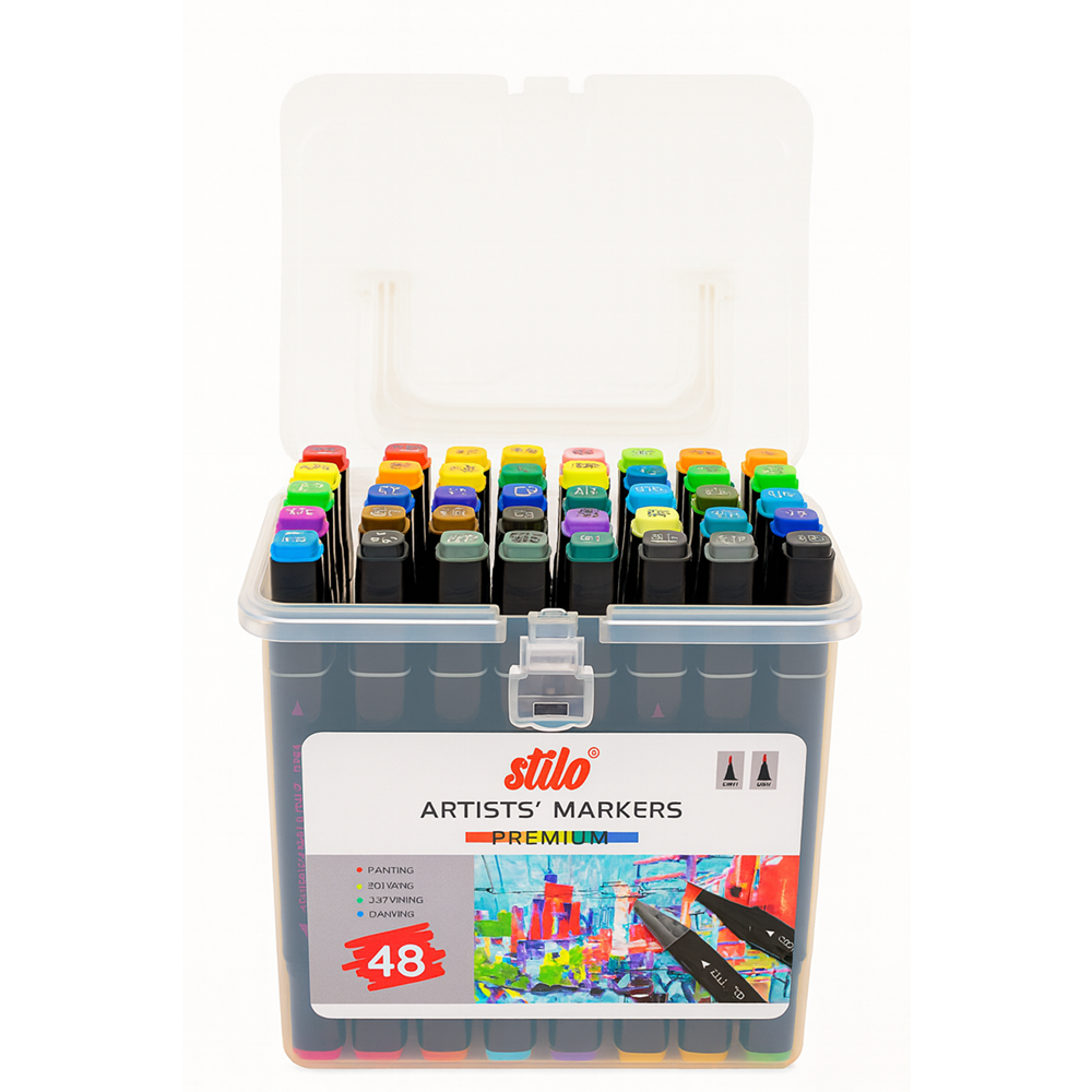 Stilo Çift Uçlu Premium Akrilik Marker pp Kutu 48 li