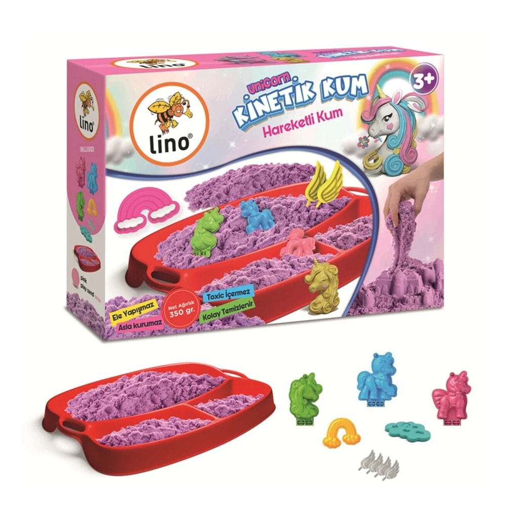 Lino Kinetik kum Seti Unicorn (350 Gram Kum+Tepsi+6 Kalıp)