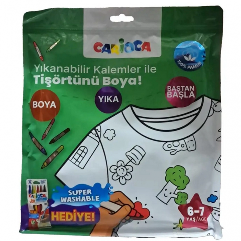 Carioca Boyanabilir Tişört-Keçeli 6-7 Yaş Kalem Hediyeli