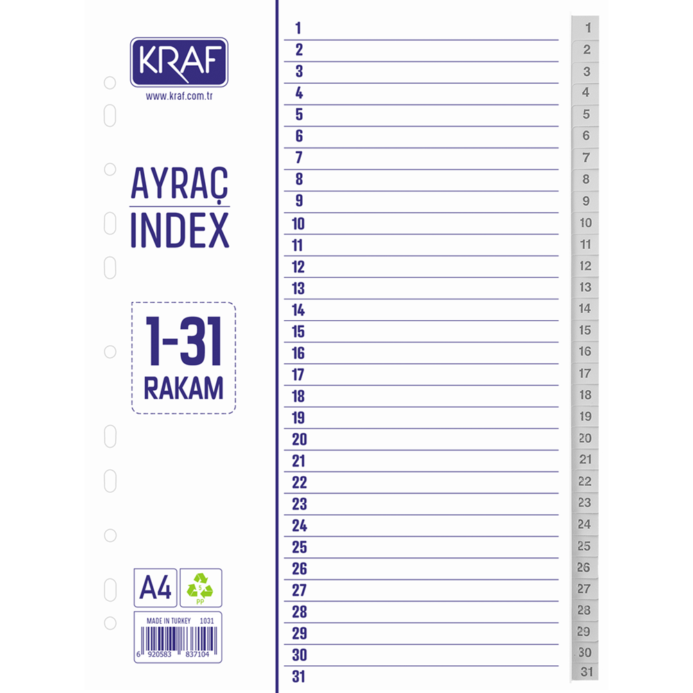 Kraf Seperatör 1031 1-31 Rakam