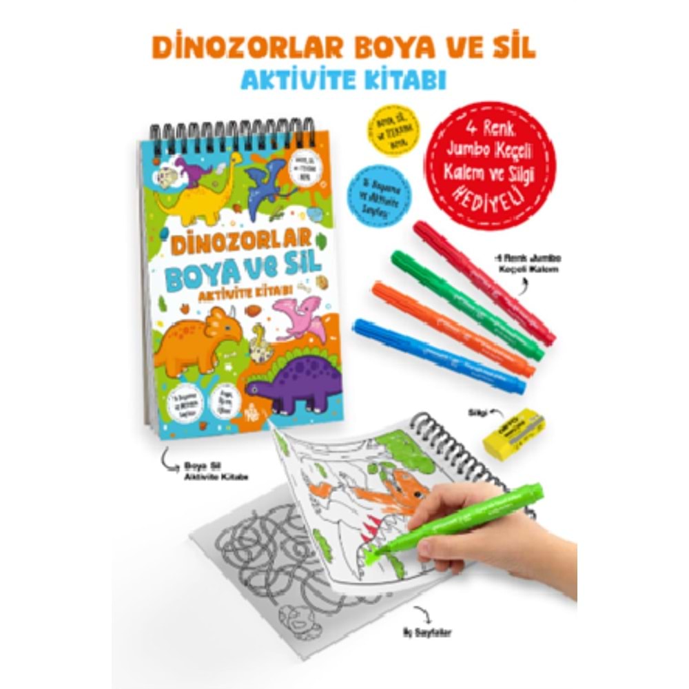 Dinazorlar-Boya ve Sil Aktivite Kitabı 3+