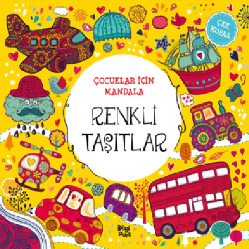 Çocuklar İçin Mandala-Renkli Taşıtlar Çek Kopar