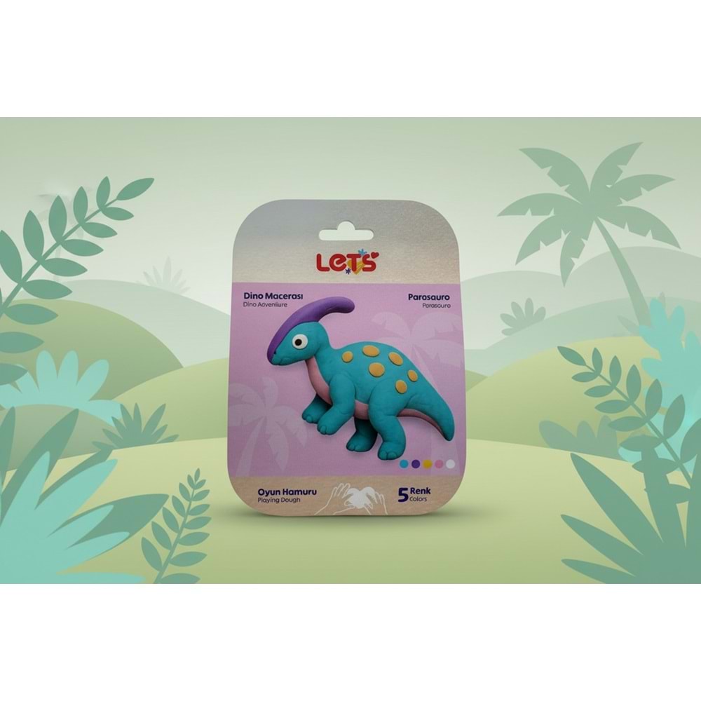 Lets Oyun Hamuru Dino Macerası Parasaour 5 Renk 100gr
