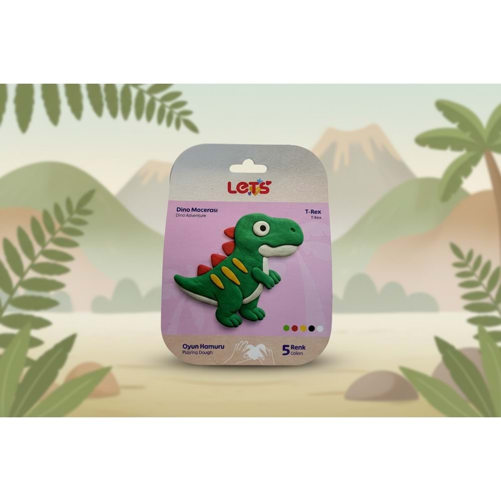 Lets Oyun Hamuru Dino Macerası T-Rex 5 Renk 100gr