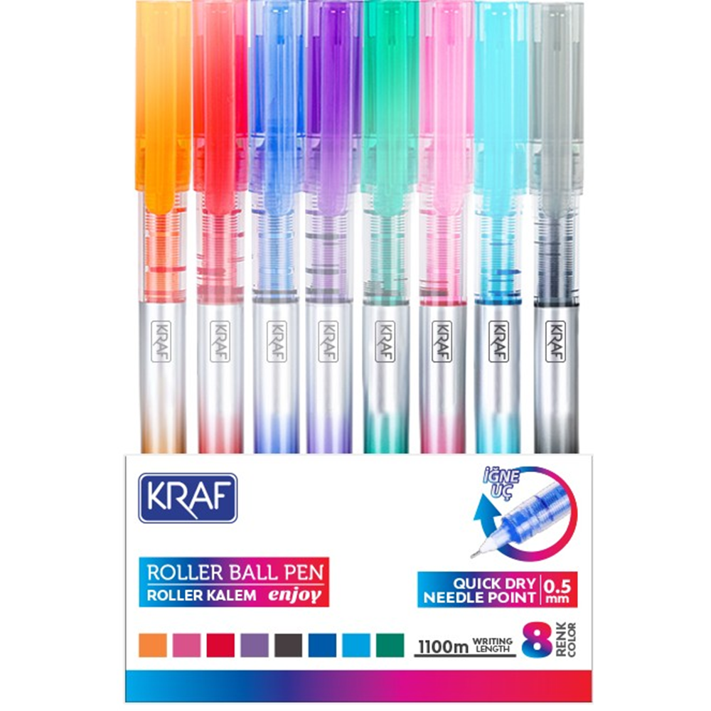 Kraf Roller Kalem Enjoy İğne Uç 0,5mm 299 8 Renk