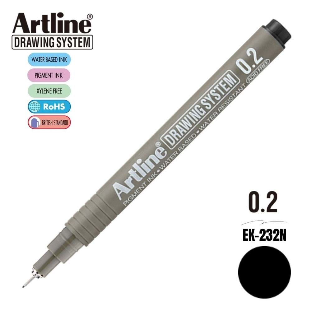 Artline Drawing System 0.2 Çizim Kalemi Uç : 0.2 Mm Siyah