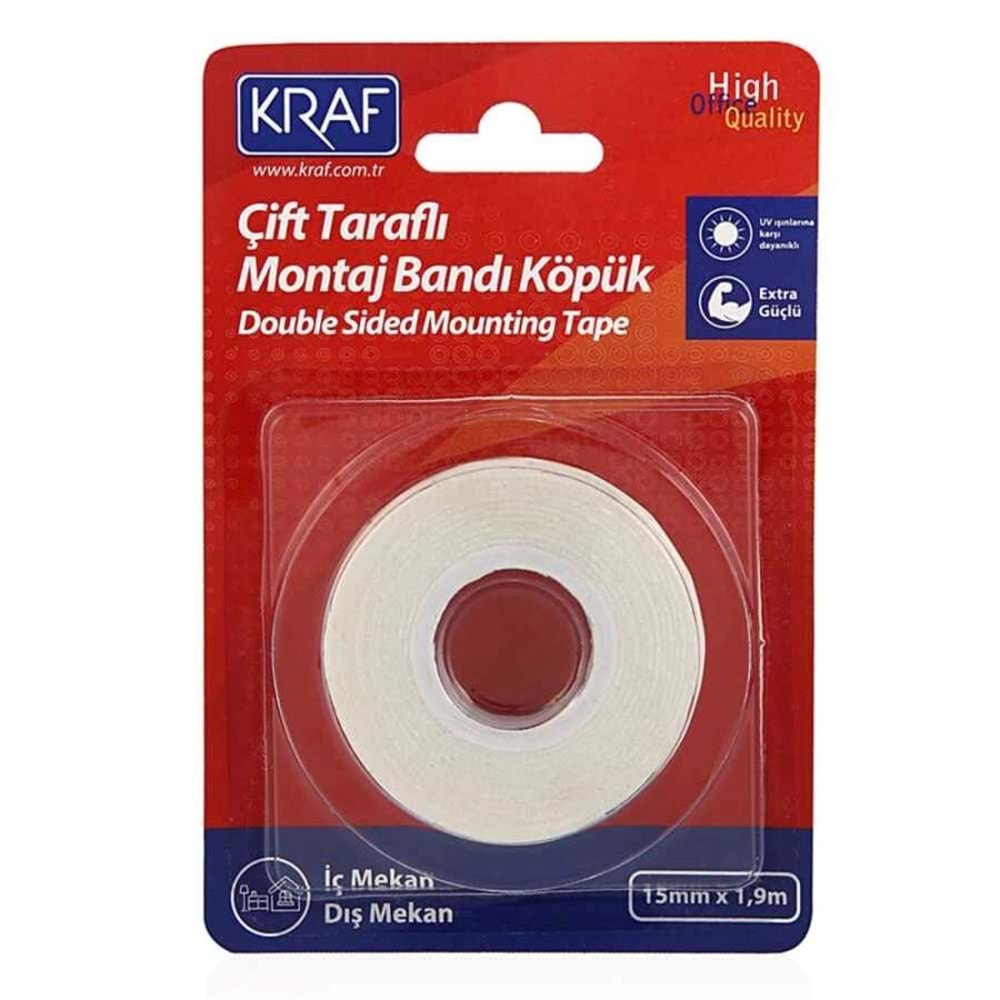 Kraf Montaj Bandı Çift Taraflı Köpük 15Mm X 1,9M 2510G