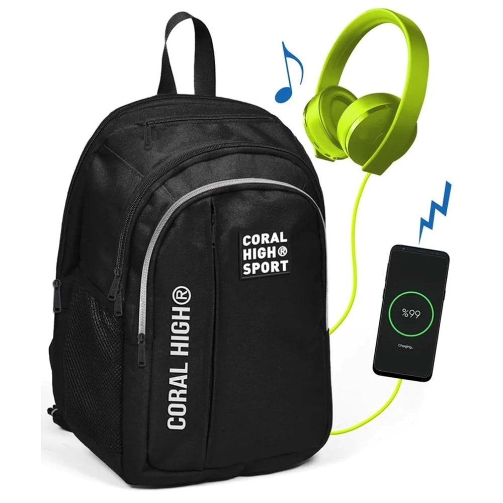 23241 Coral High Sport Sirt Çanta(Usb+Aux Soketli)