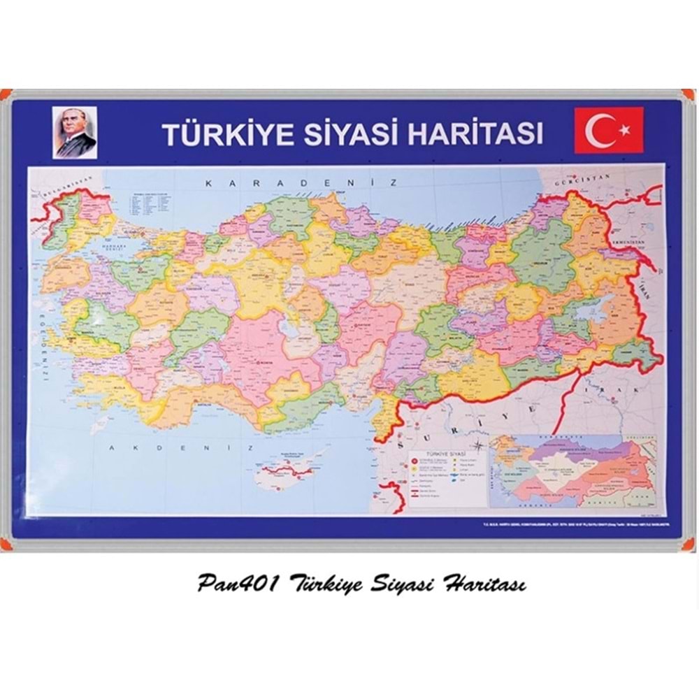 Panda 70X100 Türkiye Siyasi Haritasi Lüx Metal Çerçeve