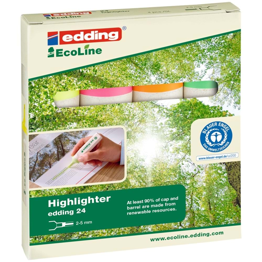 24 Ecoline Fosforlu Kalem 4 Lü Set