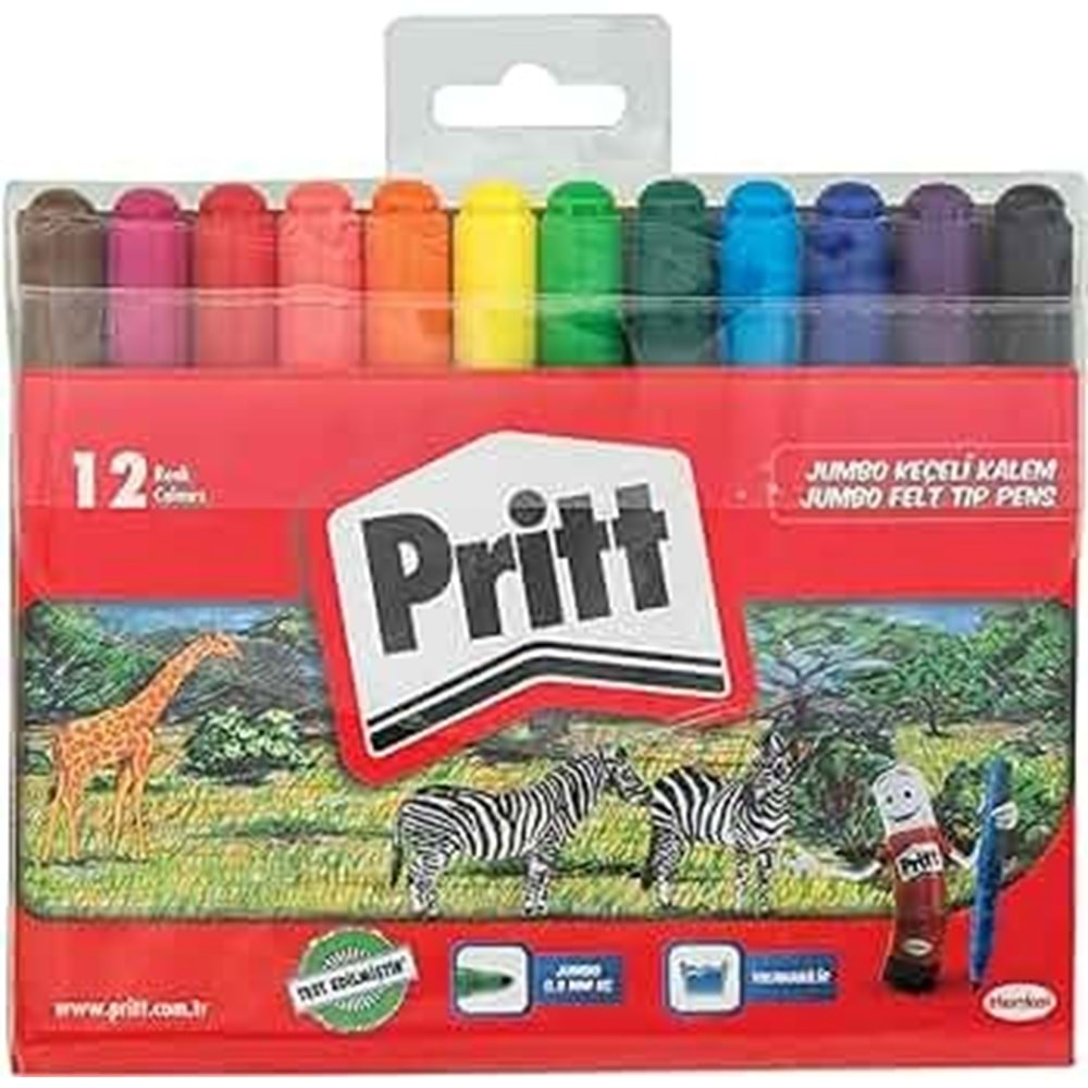 Pritt Jumbo Yuvarlak Uç Keçeli Kalem 12 Renk