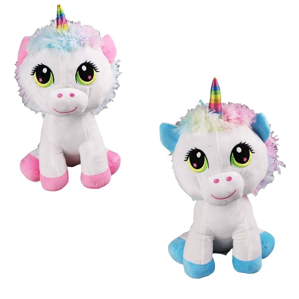 Halley Oyuncak Peluş Unicorn 35 cm Mavi-Pembe Patili PL62218