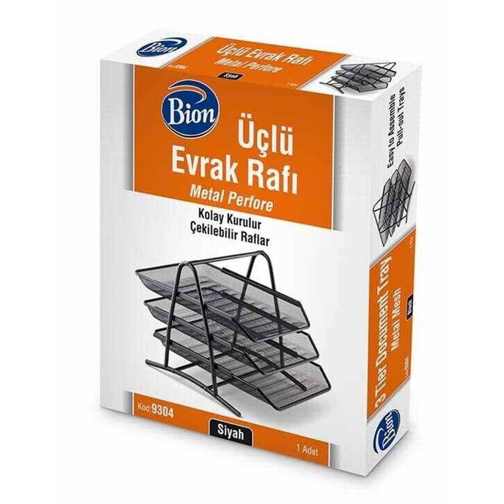 Mas Bion Perfore 3 Lü Evrak Rafı Siyah