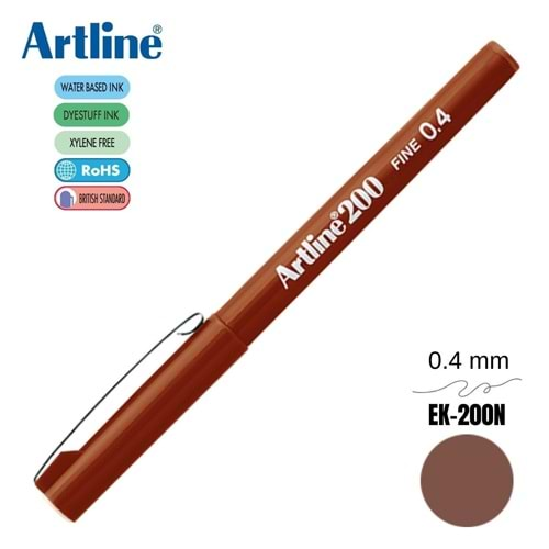 Artline 200N Fine Keçe Uçlu Yazı Kalemi Uç : 0.4 Mm Kahverengi