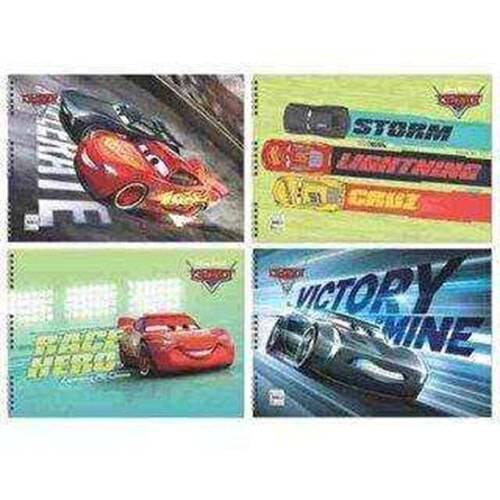 Cars 25*35 15 Yp. Spiralli Resim Defteri