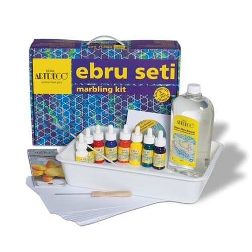 Artdeco Ebru Başlangıç Seti (A4 Tekneli) 8X30Ml Damlalıklı Şişe
