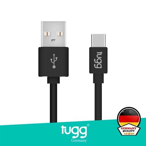 TUGG Germany Şarj ve Veri Kablosu USB-A Type-C 1M Siyah