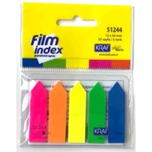 Kraf İndex Film 12x44 MM Ok Şekilli 5 Renk 25 Yaprak