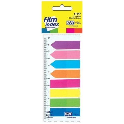 Kraf İndex Film 12x45 MM Bayrak-Ok 8 Renk
