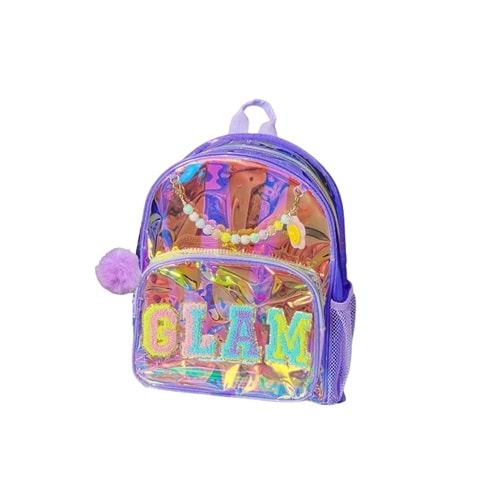Dream Vest Nakış Sırt Çantası Şeffaf Mor