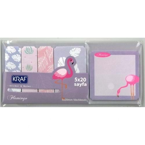 Kraf Yapışkanlı Not Kağıdı Set Flamingo 100 Yaprak