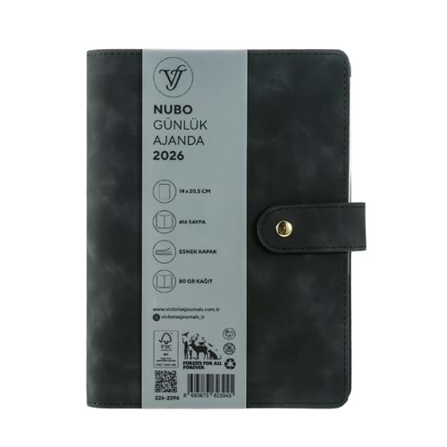 Vj Nobo Günlük Ajanda A5 14x20 Cm Sert Kapak Ivory 416 Sayfa