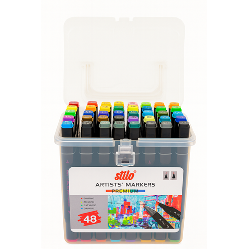 Stilo Çift Uçlu Premium Akrilik Marker pp Kutu 48 li