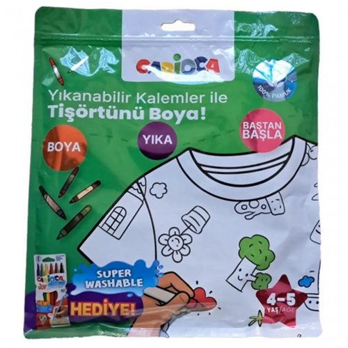 Carioca Boyanabilir Tişört-Keçeli 4-5 Yaş Kalem Hediyeli