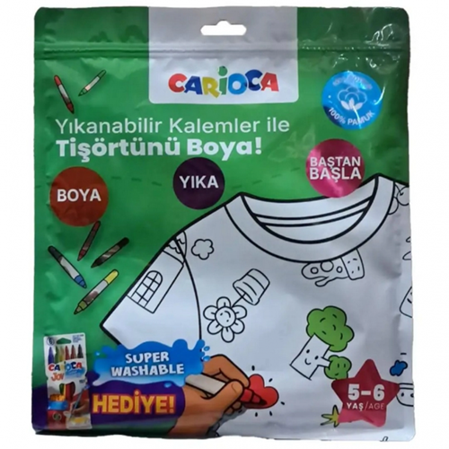 Carioca Boyanabilir Tişört-Keçeli 5-6 Yaş Kalem Hediyeli