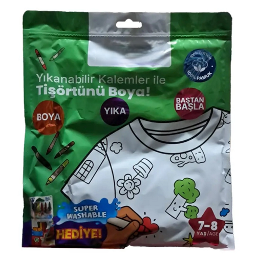 Carioca Boyanabilir Tişört-Keçeli 7-8 Yaş Kalem Hediyeli