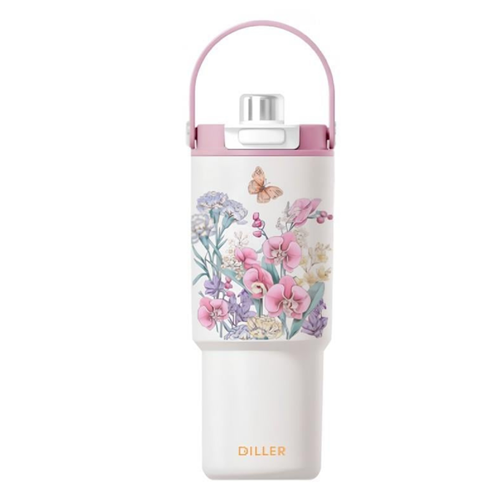 Diller Çelik Termos Desenli 900ml 49508 Mor