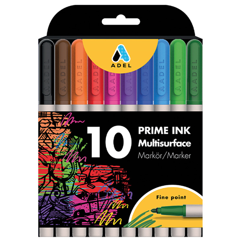 Adel Markör Kalem Prime Ink Multisurface 10'Lu