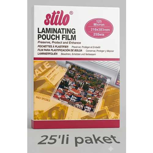 Stilo Laminasyon Filmi A4 125 Mic 25 Li Paket