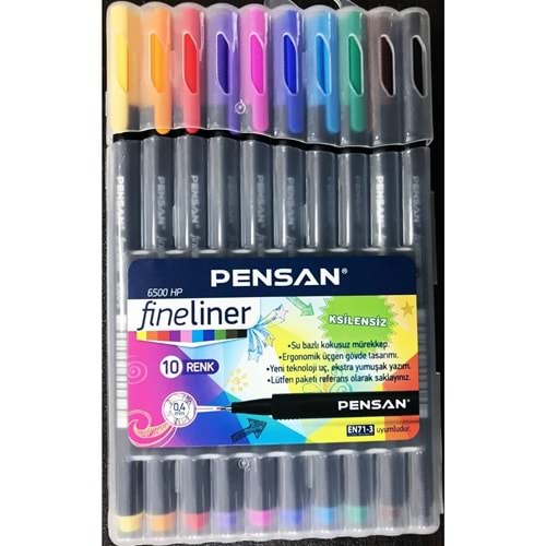 Pensan 6500 Fineliner 10 Lu Plastik Kutulu