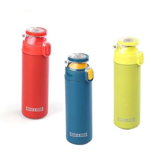 B&D Çelik Matara Şeffaf Kapak 4 Renk 450 Ml. (Xg-7612)